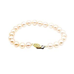 Pink Akoya Pearl Bracelet 14K Gold Clasp 7.5 Inches